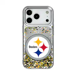 Keyscaper - NFL - Pittsburgh Steelers iPhone Glitter Case with Confetti Design - 15 - Multicolor