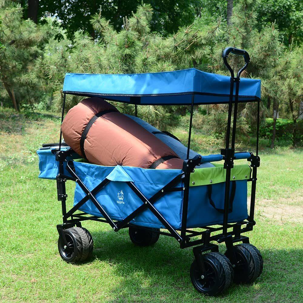 Alt View 1. Loheer - Loheer Heavy Duty Collapsible Wagon Cart with Canopy All Terrain Wheels and Cooler Bag Outdoor Beach Utility Wagon.