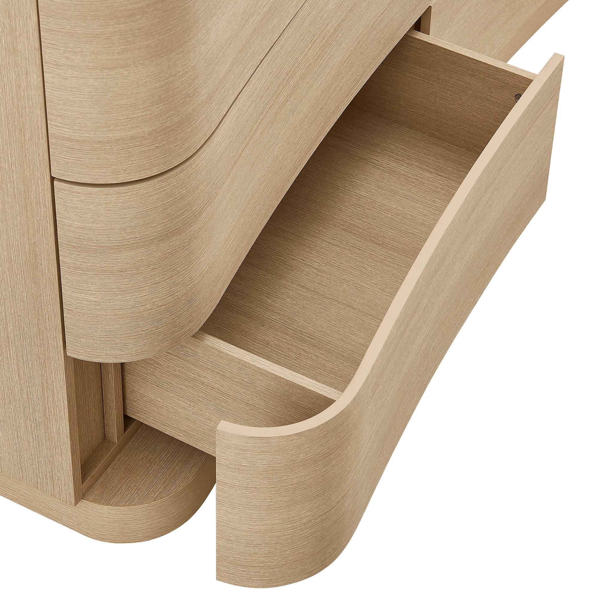Alt View 5. Modway - Mirae 6-Drawer Curved Dresser by Modway - Brushed Light Oak.