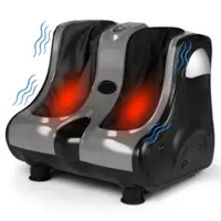 Costway - Foot & Calf Massager with Heat Vibration Deep Kneading Shiatsu Foot Massage Machine Grey - Grey - Angle_Zoom