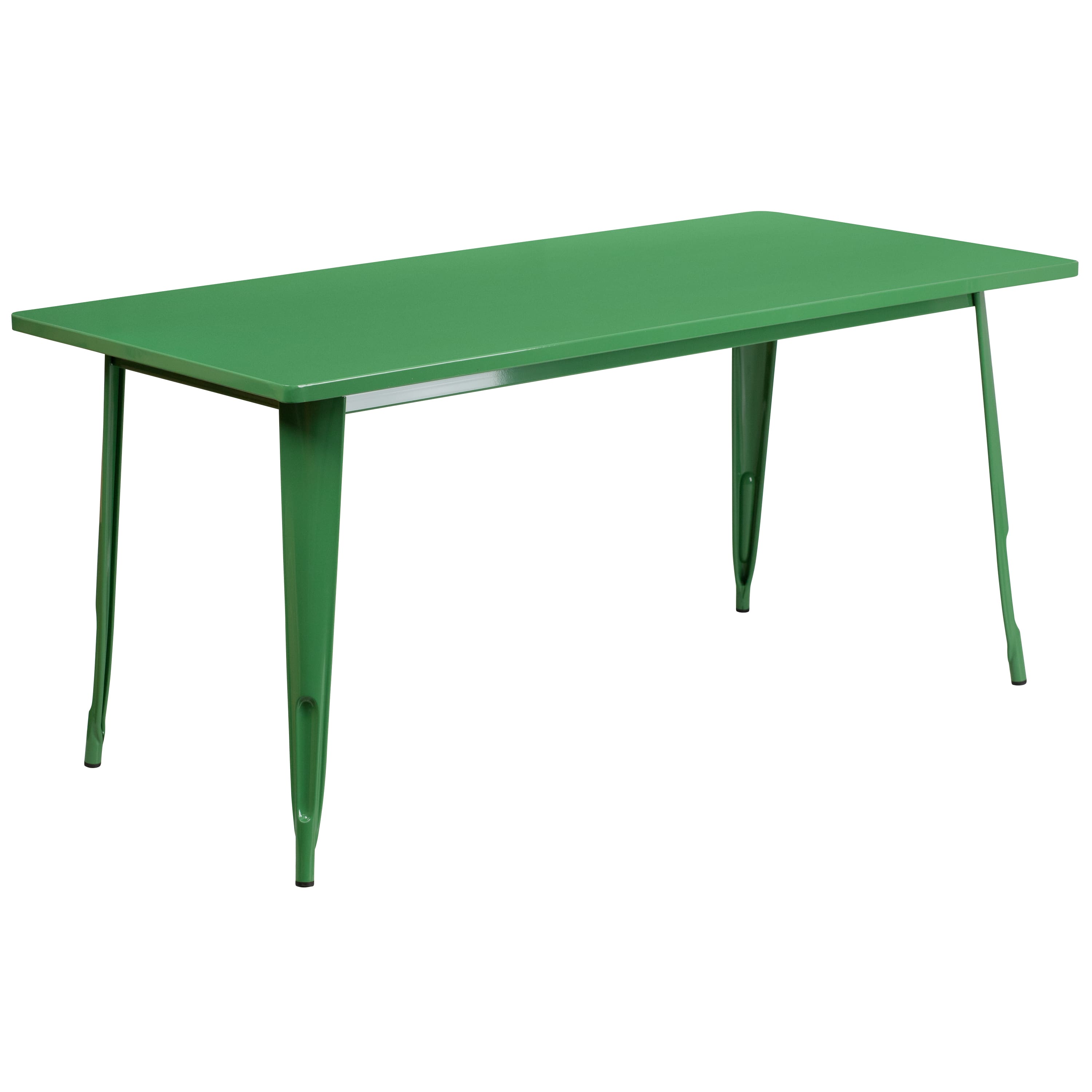 Emma + Oliver - Commercial 31.5" x 63" Rectangular Colorful Metal Indoor-Outdoor Dining Table - Green