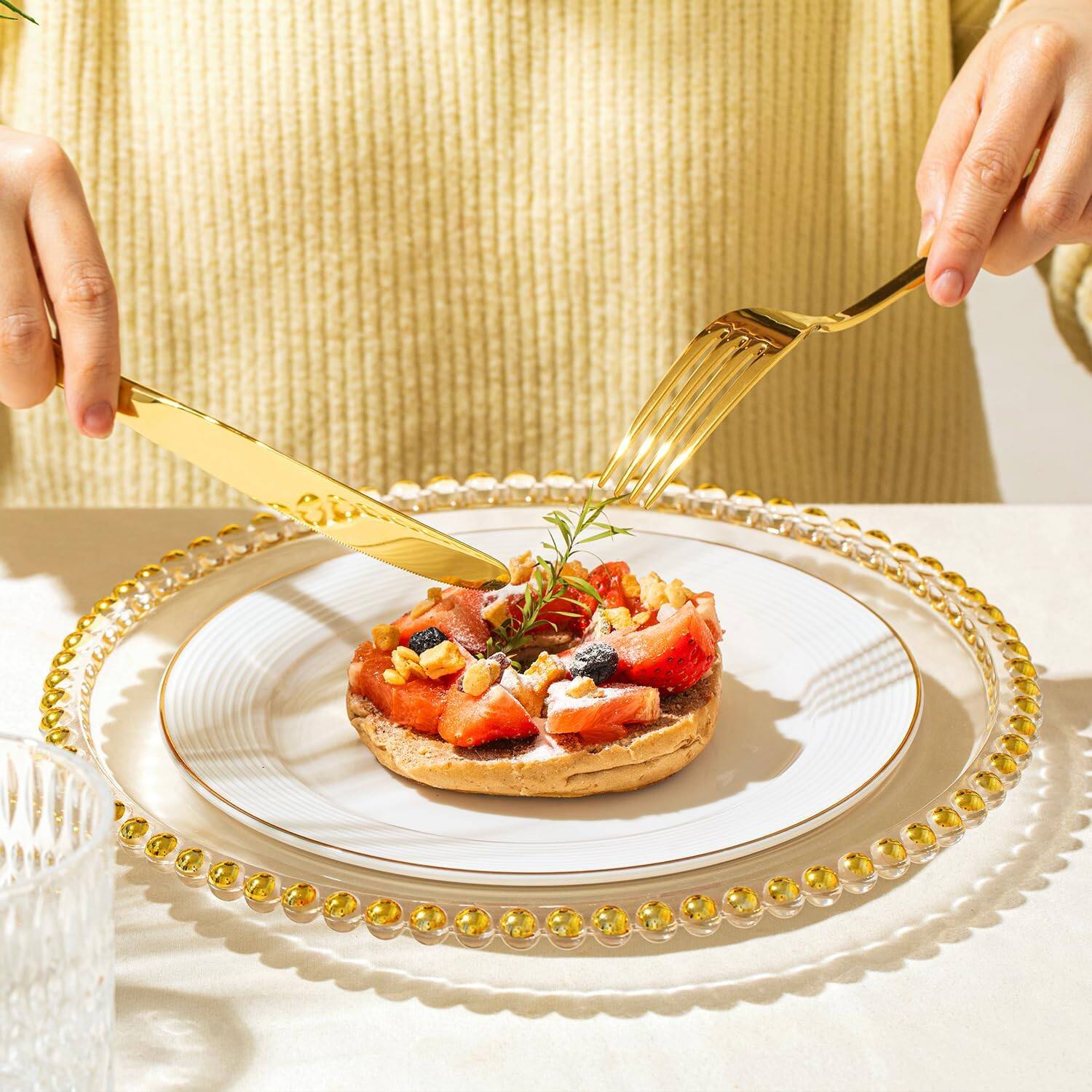 Alt View 1. Dazzed Corner - 40 Piece Silverware Set for 8, Stainless Steel Flatware Set - Gold.