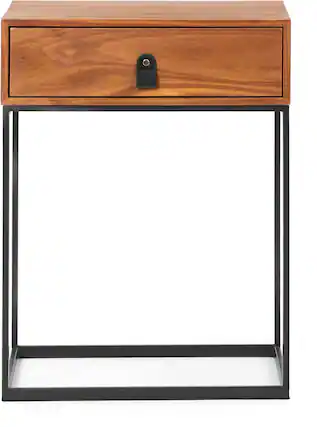 Front. Click Decor - Milo Side Table - Walnut Brown.