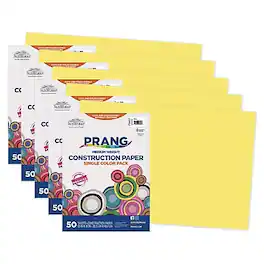 Prang - 12" x 18" Construction Paper, 50 Sheets/Pack, 5 Packs/Bundle (PAC8407-5) - Yellow