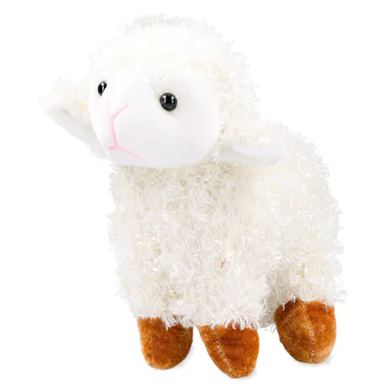 Front. Hunson - Farm Animals 6 Inch Plush | Sheep - White.