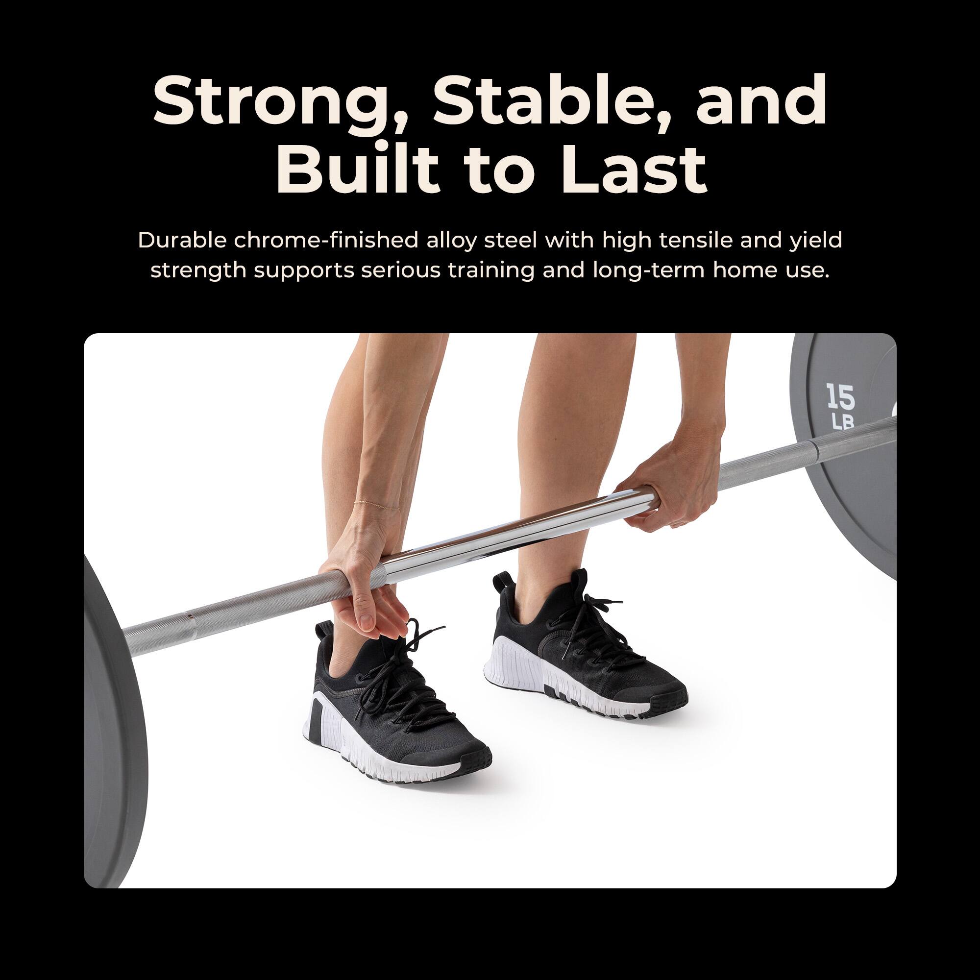 Strong, Stable, and Built to Last

Durable chrome-finished alloy steel with high tensile and yield strength supports serious training and long-term home use.