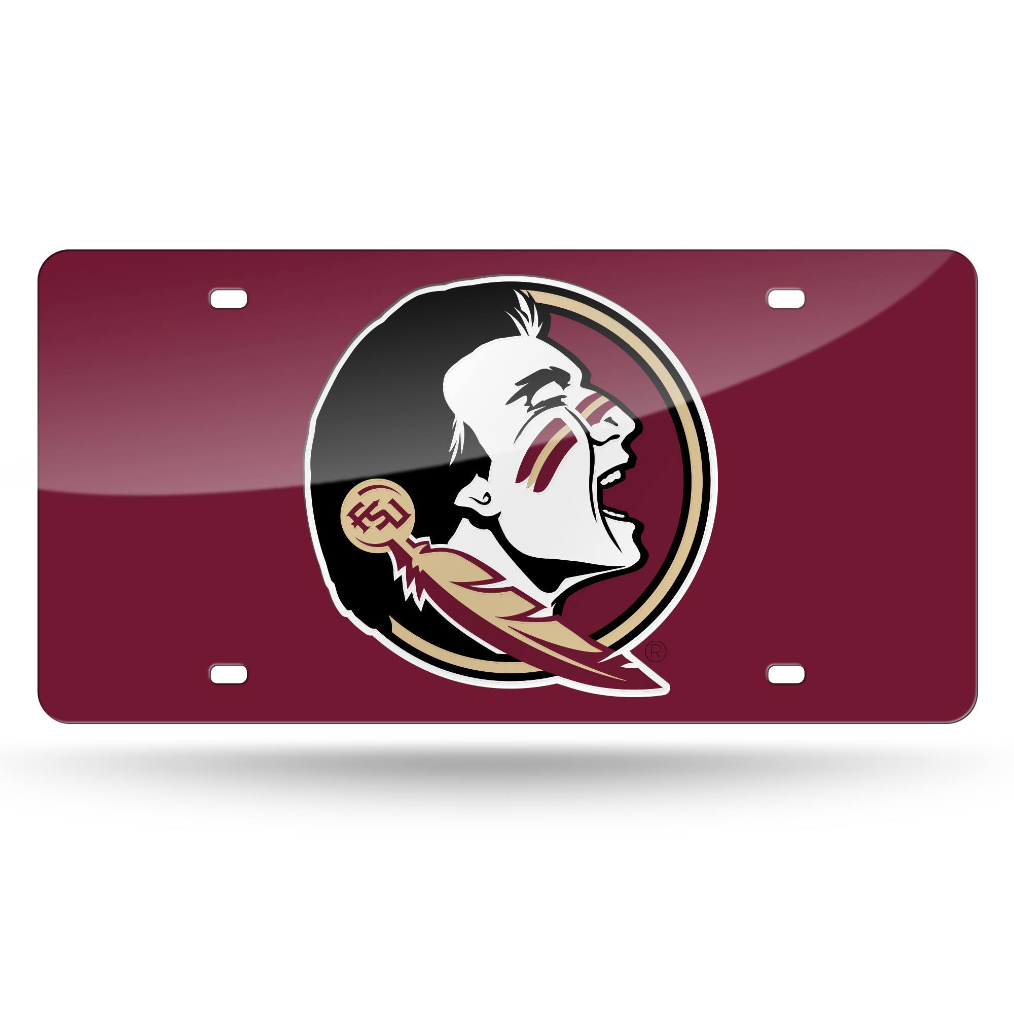 Florida State Seminoles Red Mirror Look Acrylic License Plate Laser Tag