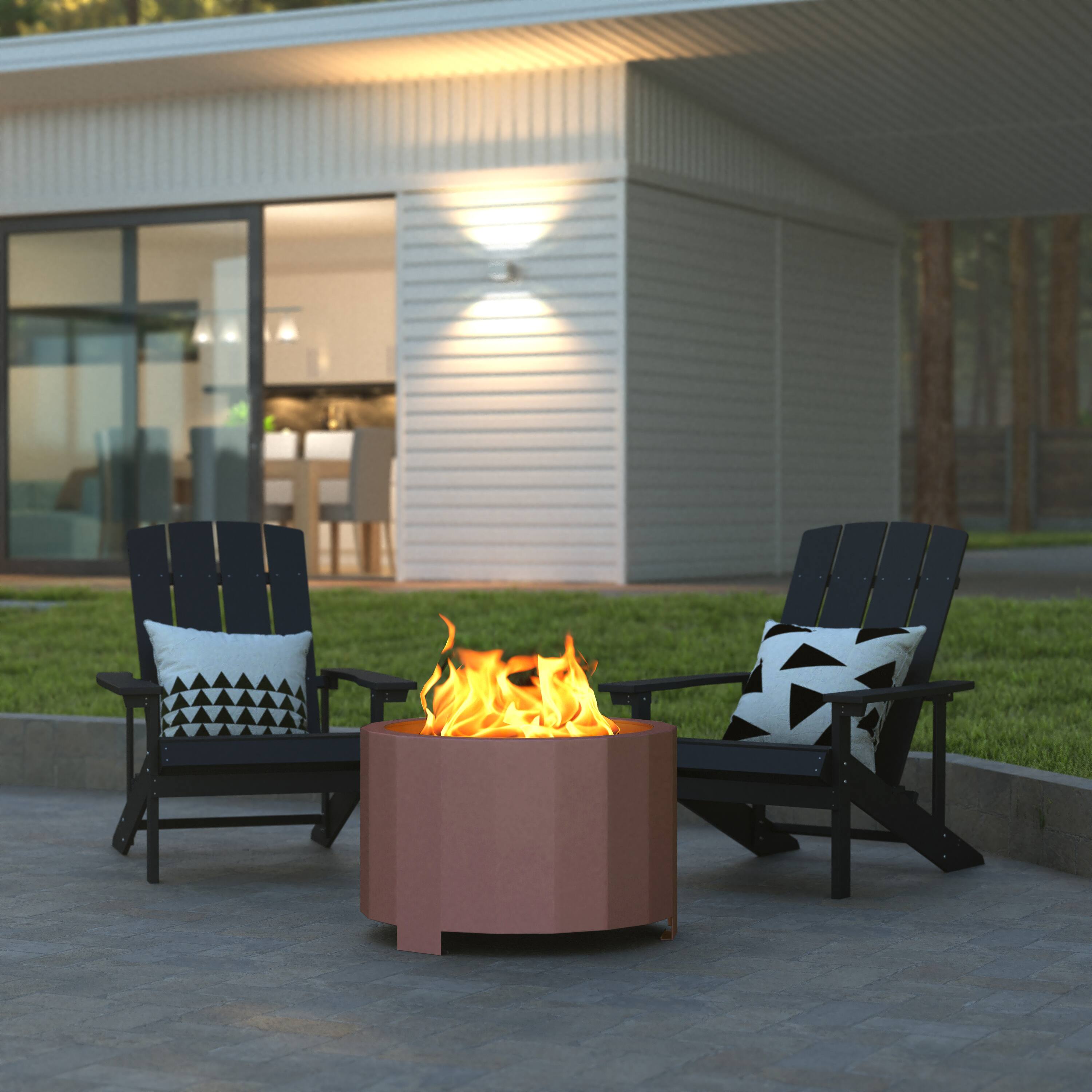 Alt View 1. Emma + Oliver - Hestia Steel Portable Smokeless Wood Burning Firepit with Waterproof Cover for Outdoor Use - Bronze.