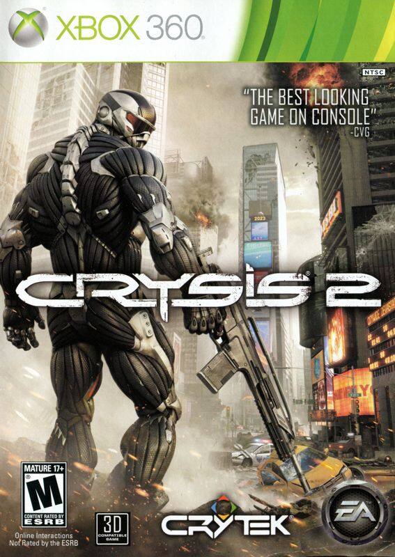 XBOX 360 NTSC  
"THE BEST LOOKING GAME ON CONSOLE" - CVG 2023  

CRYSTIS 2  

MATURE 17+  
CONTENT RATED BY ESRB  
Online Interactions Not Rated by the ESRB  

3D COMPATIBLE GAME  

CRYTEK  

EA