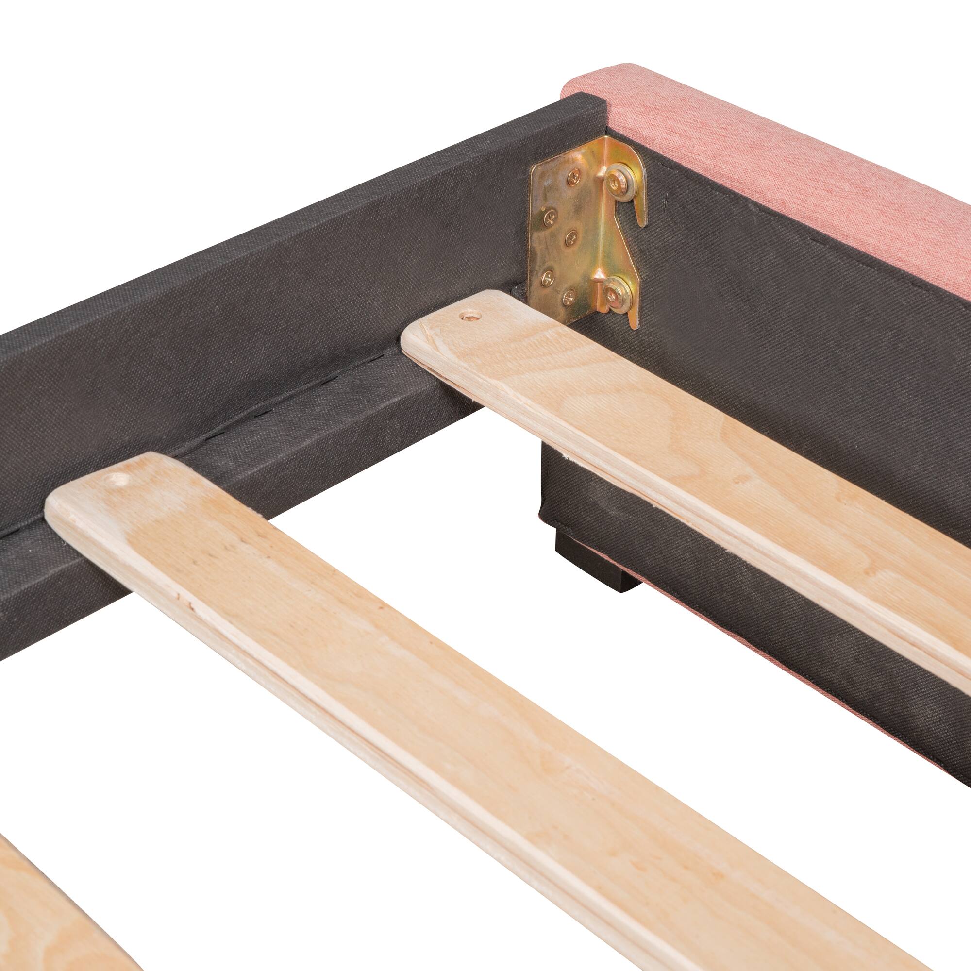 Alt View 6. Tiramisubest - Upholstered Daybed with 2 Storage Drawers Twin Size Sofa Bed Frame No Box Spring Needed, Linen Fabric (Pink) - Pink.