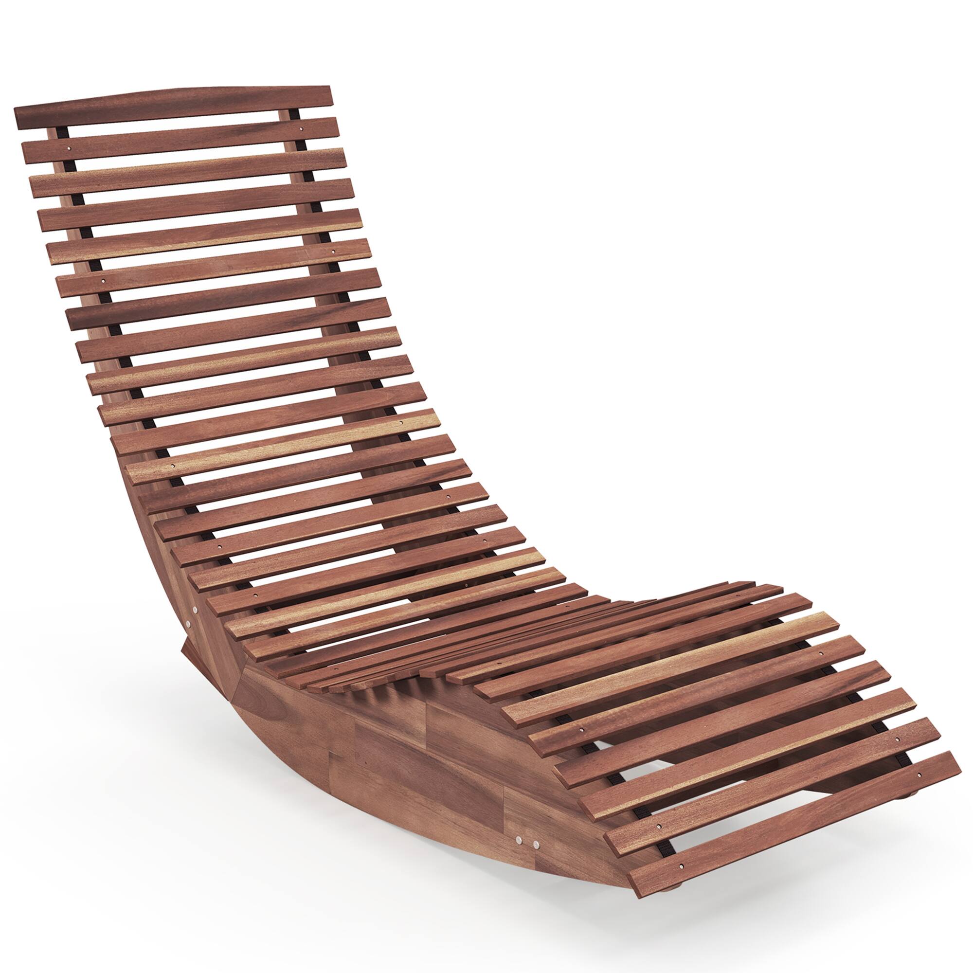 Alt View 1. Gymax - Gymax Acacia Wood Patio Chaise Lounge Chair Outdoor Rocking Chair w/ Slatted Design - Natural.