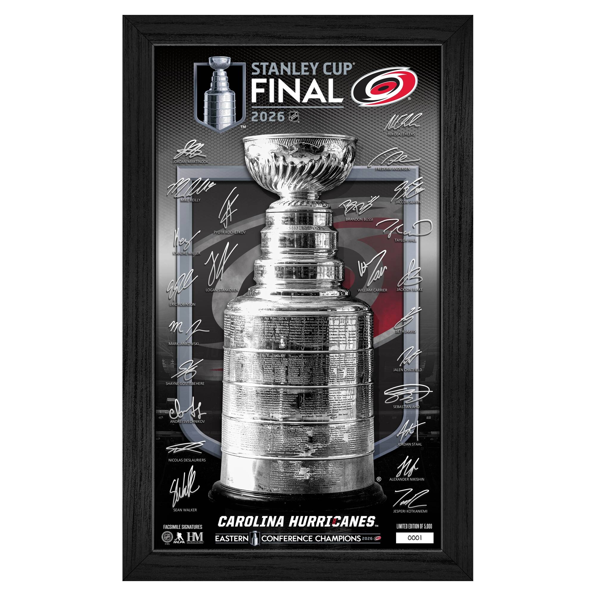 Carolina Hurricanes 2026 NHL Eastern Conference Champions 12" x 20" Signature Ticket Frame