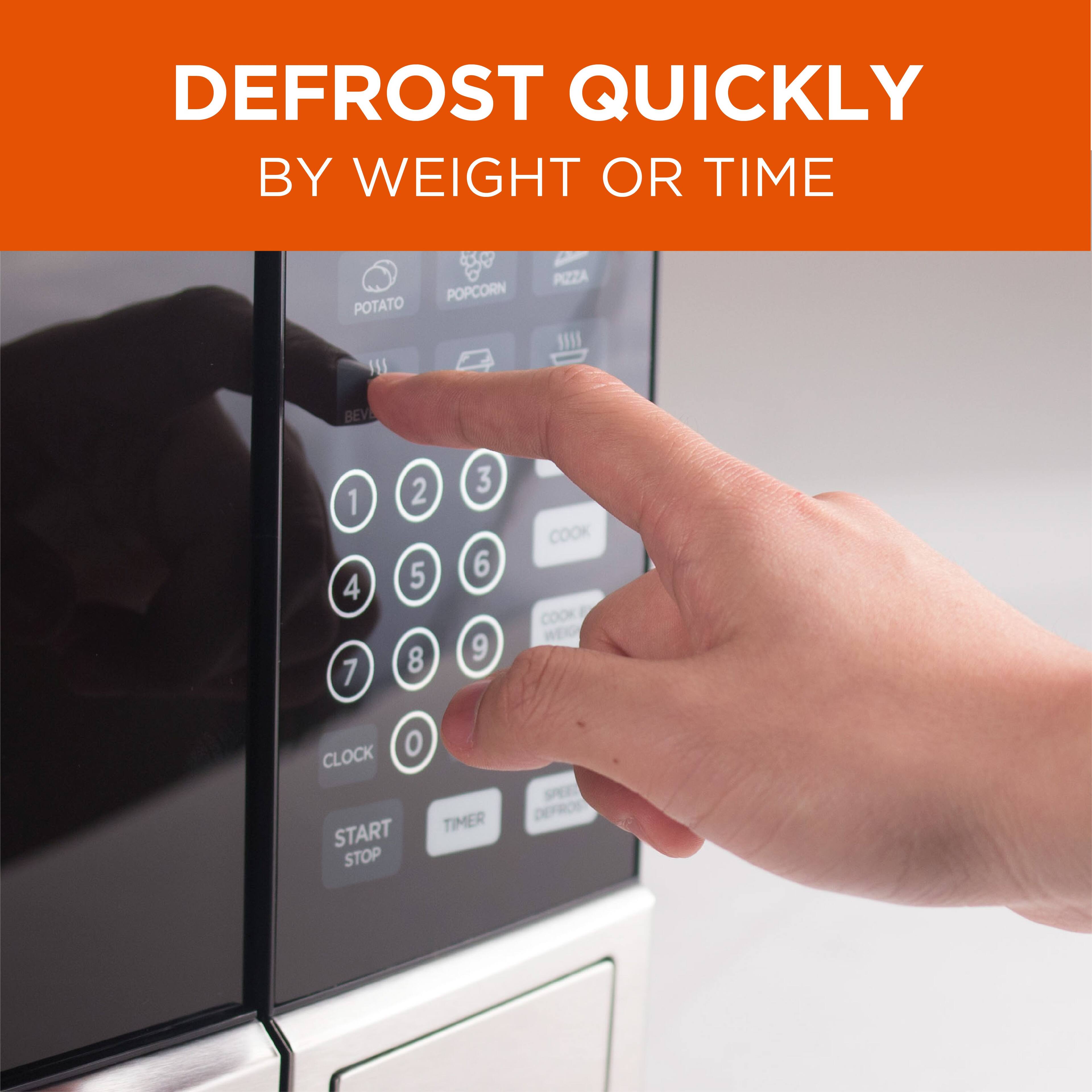 DEFROST QUICKLY BY WEIGHT OR TIME
POTATO POPCORN PIZZA
BEVE
1 4 7 2 5 8 3 6 9
COOK COOK
CLOCK 0
TIMER START STOP