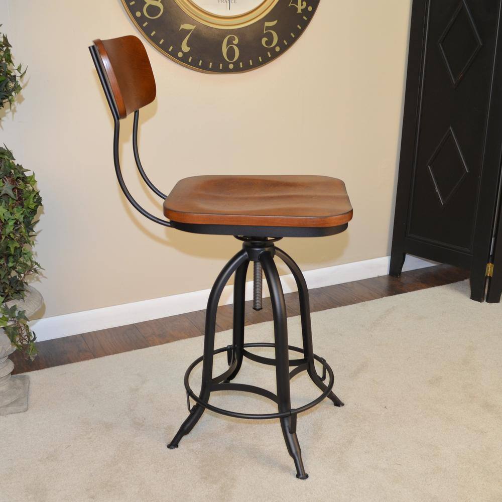 Carolina Chair & Table Mason Adjustable Barstool Chestnut Seat Black ...
