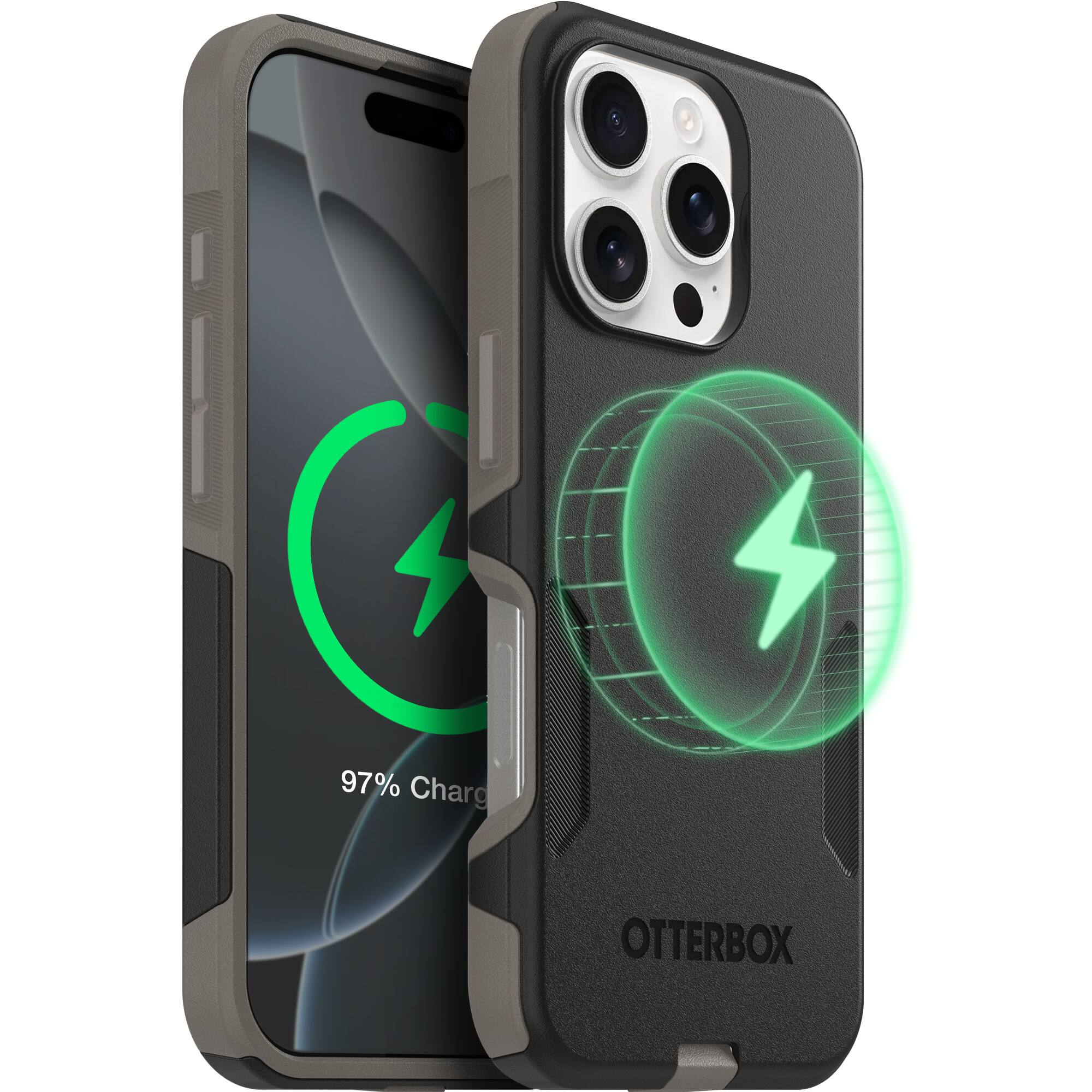 OtterBox - Commuter Series Hard Shell for MagSafe for Apple iPhone 16 Pro - Black Ash (Black/Grey)