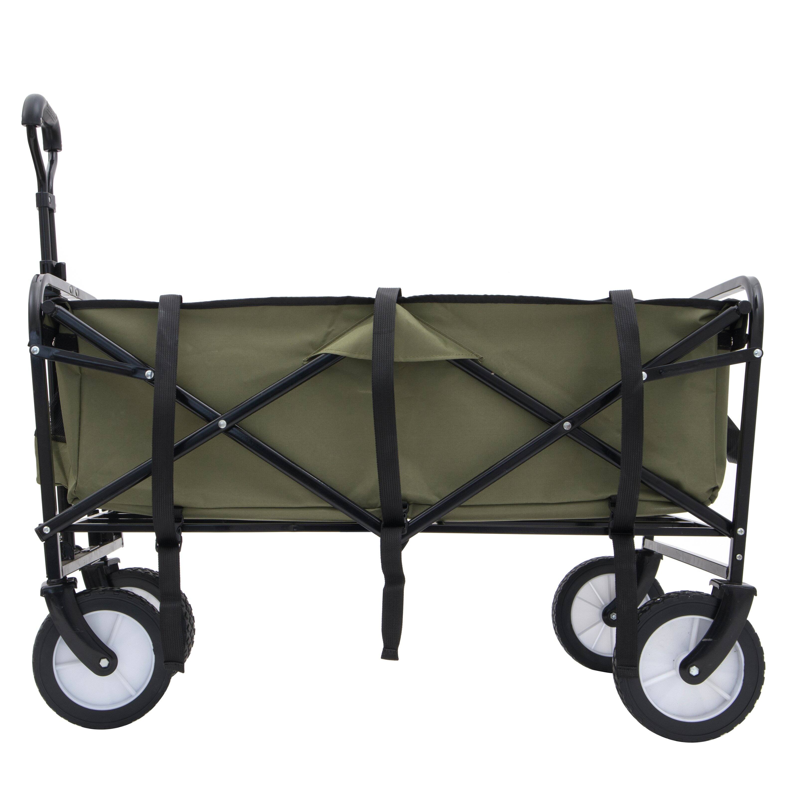 Alt View 6. Mondawe - 360lbs Collapsible Wagon Utility Carts with Strapping System, 3-Piece Liner - Green.