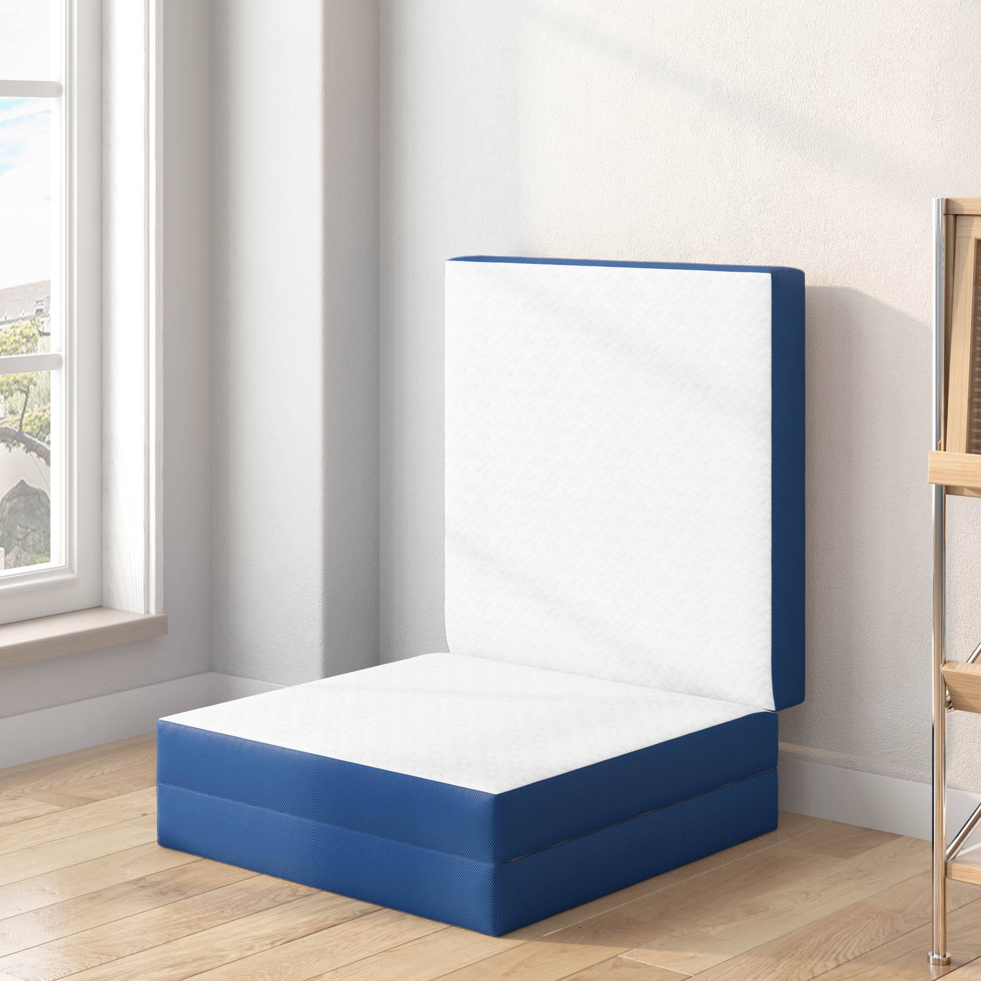 Alt View 8. Glintex - 4-Inch Single Tri-Fold Memory Foam Mattress, Portable Folding Bed, Medium Firm, Washable Cover, CertiPUR-US Certified - White.