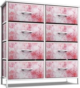Sorbus - 8 Drawers Dresser- Storage Unit with Steel Frame, Wood Top, Fabric Bins - for Bedroom, Closet, Office, and more - Tie dye pink