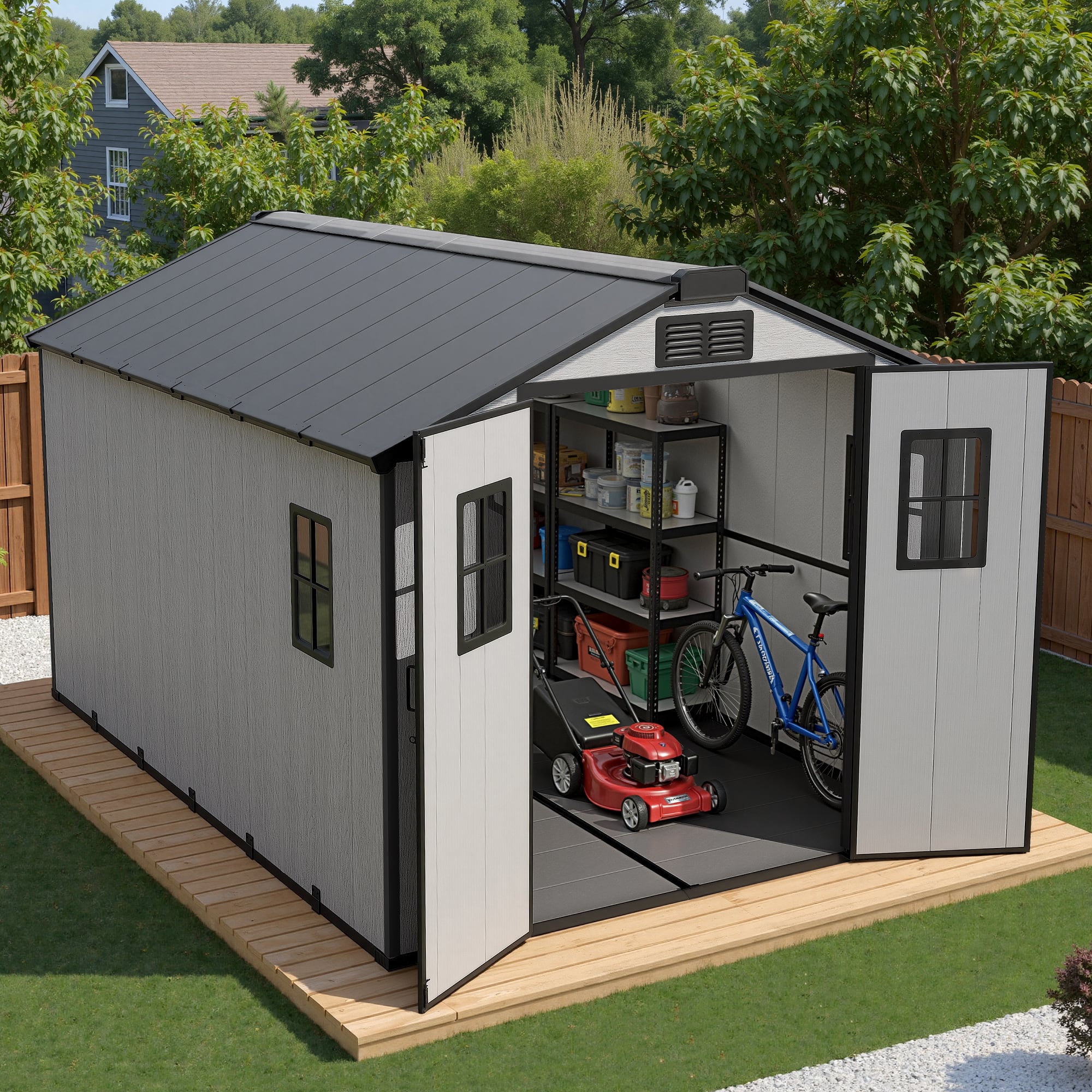 Ovios - Outdoor Storage Shed All Weather Tool Storage Shed for Garden Backyard - 8 x 12 FT