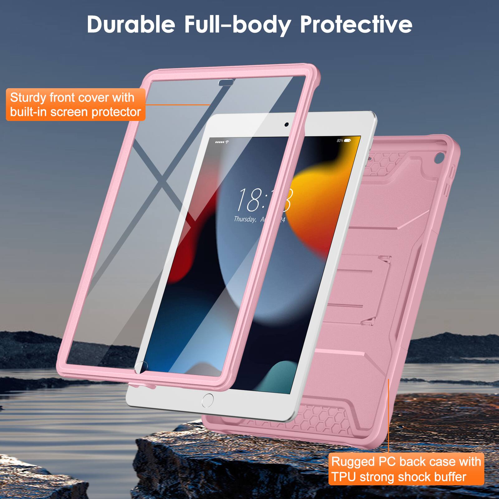 Durable Full-body Protective

Sturdy front cover with built-in screen protector

Rugged PC back case with TPU strong shock buffer
