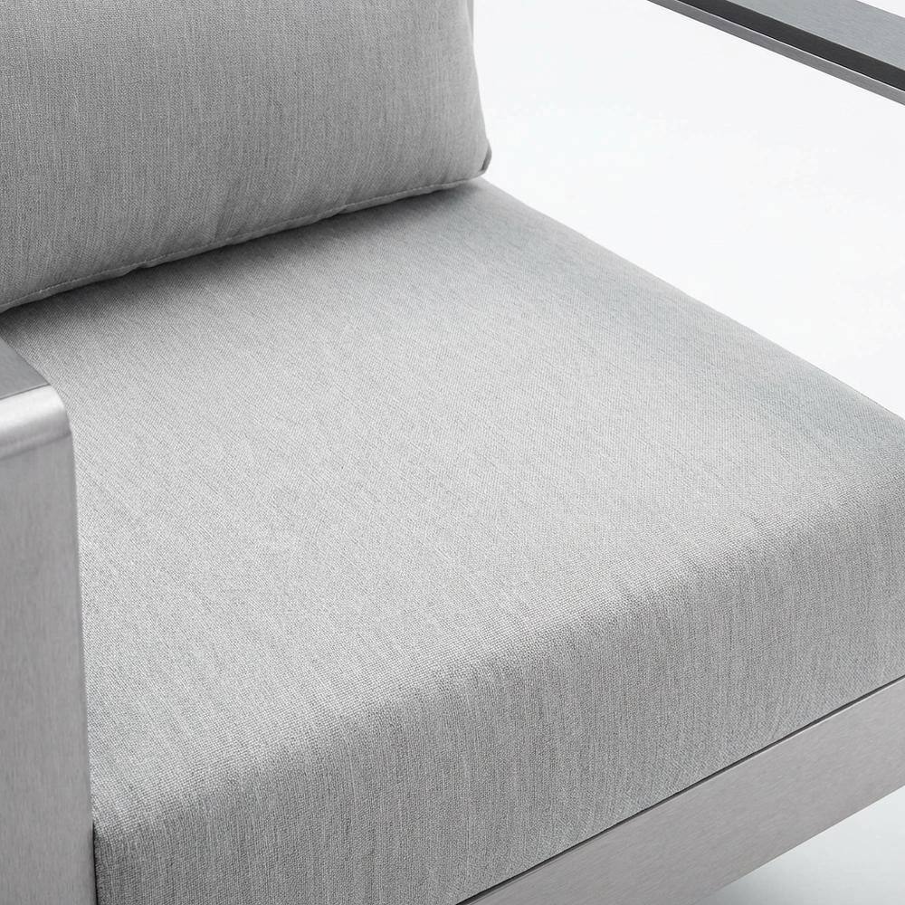 Alt View 1. Outdoor Escape - Aluminum Fabric Outdoor Patio Armchair With Cushioned Seating - Gray.