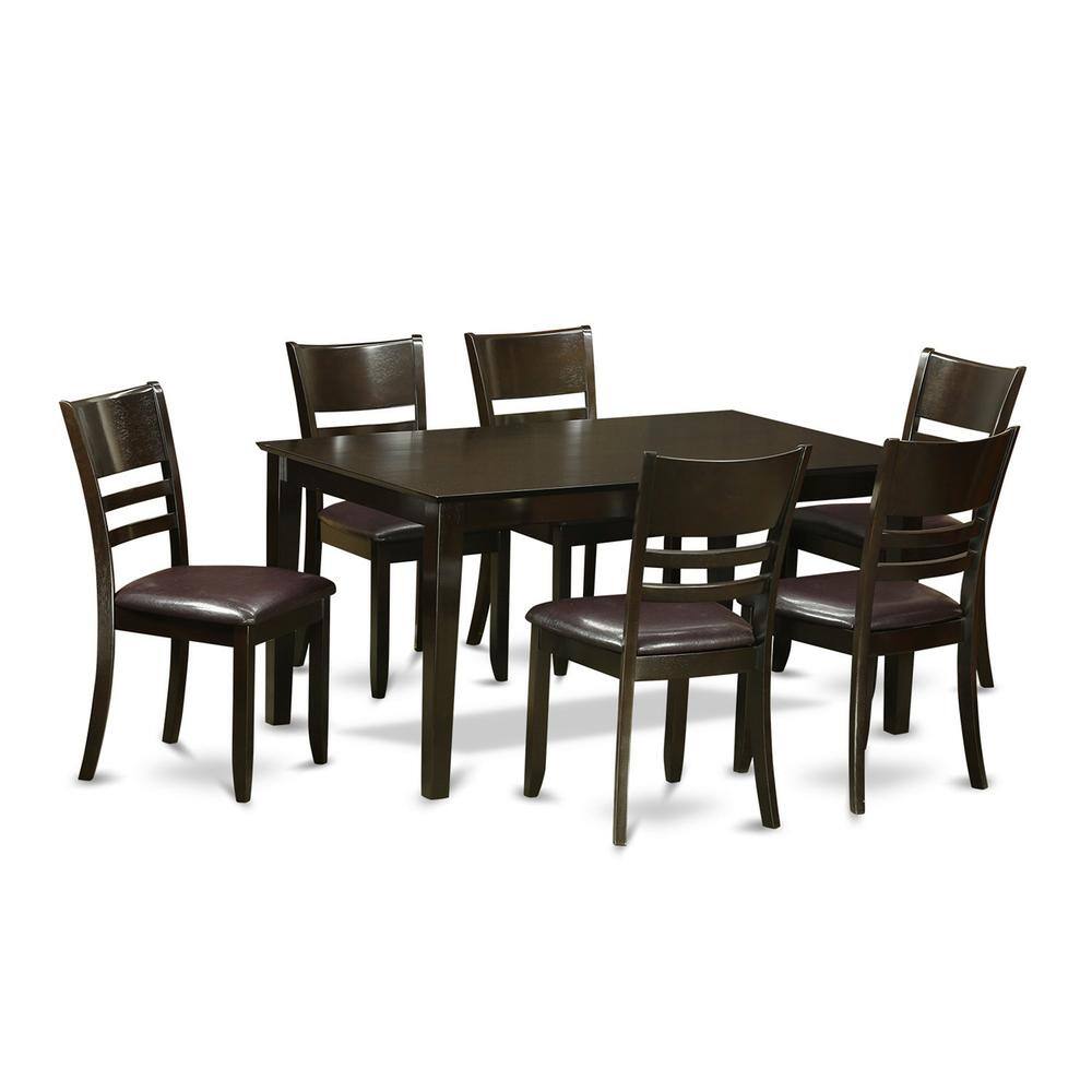 Back. East West Furniture - 7 Pc formal Dining room set-Dinette Table and 6 Dining Chairs - Cappuccino.