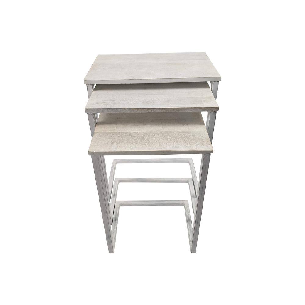 Front. Carolina Chair & Table - Addison Nesting Table Set - Whitewash - Whitewash.