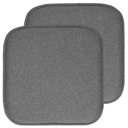 Front. Sweet Home Collection - Charlotte Jacquard Memory Foam No Slip Back 16" x 16" Chair Pad Cushion, 2-Pack - Gray.