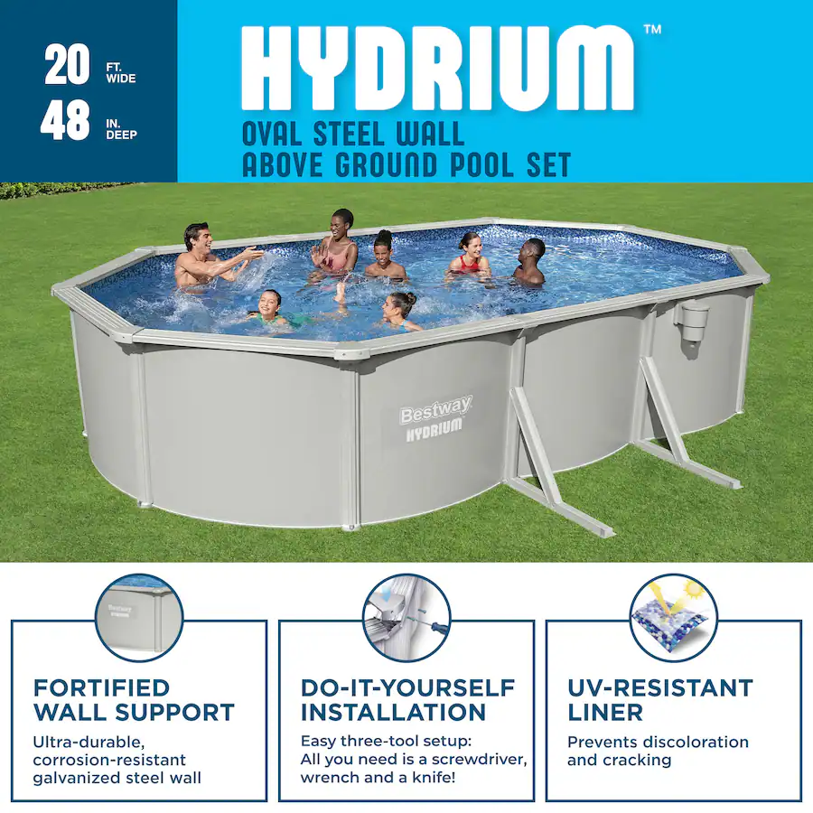 Bestway Hydrium 20 X 12 X 48 Steel Wall Oval Above Ground Swimming bestway-hydrium-20-x-12-x-48-steel-wall-oval-above-ground-swimming
