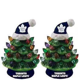 Evergreen Enterprises - Toronto Maple Leafs 2-Pack 4" Ceramic LED Christmas Tree Set - Multicolor