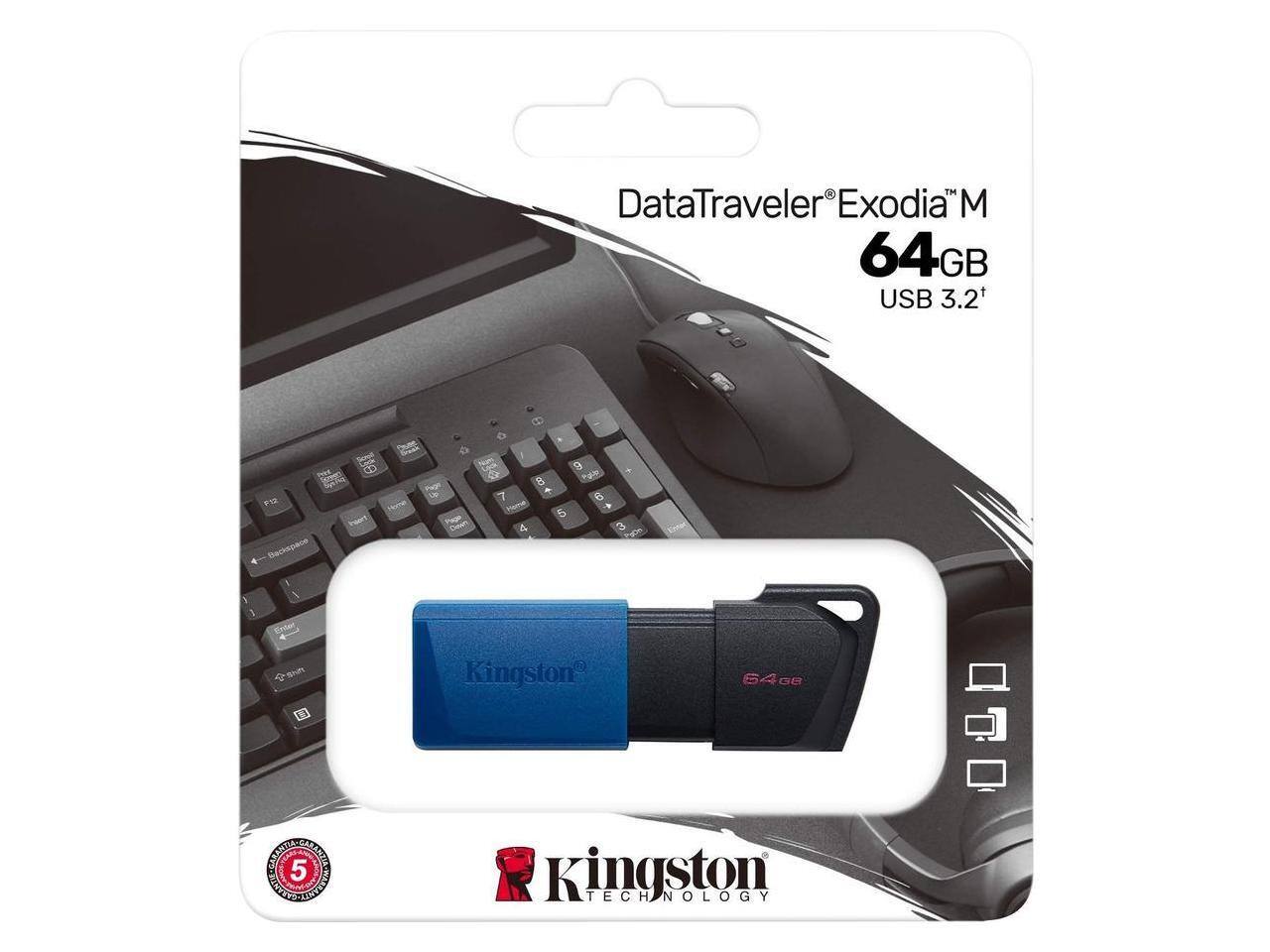 TM DataTraveler Exodia M 64GB USB 3.2 - See I 9 Cot 912 He Ie Backspace Cen 1 8 7 H 4 . 9 Pale 6 + 5 a I 4 Enter & Shath Kingston 64GB CRANTOA SA 5 Kingston TECHNOLOGY