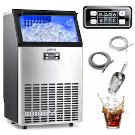 OSTBA - Commercial Ice Maker, 100 LBS/24H Ice Machine, , Self-Cleaning - Black