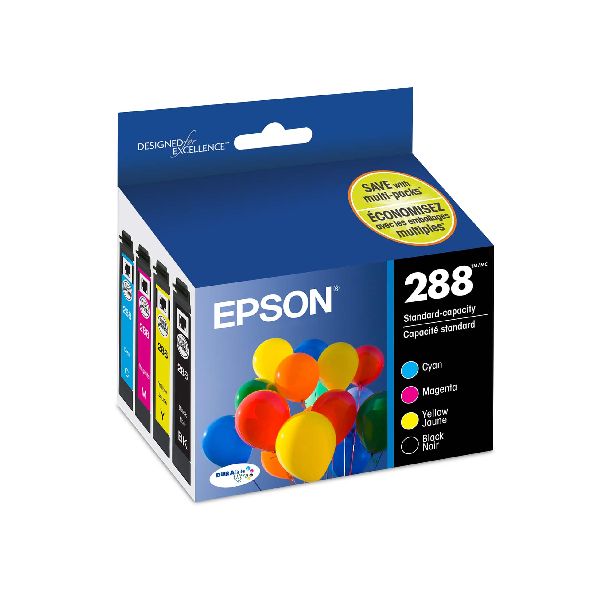 Epson - 288 4-Pack Ink Cartridges - Black/Cyan/Magenta/Yellow - Front_Zoom