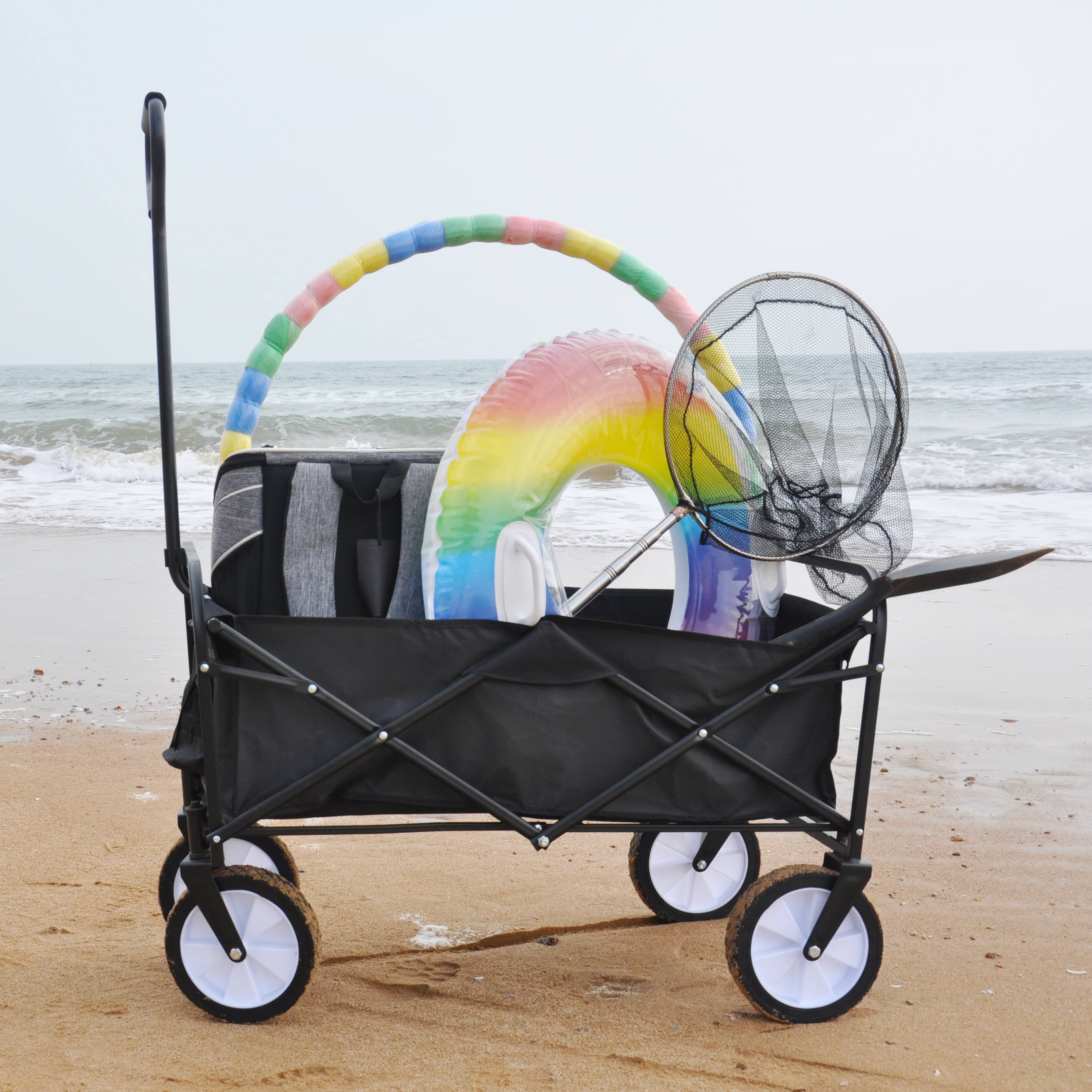 Alt View 1. Ecooso - Folding Wagon for Garden, Shopping, and Beach Use - Black.