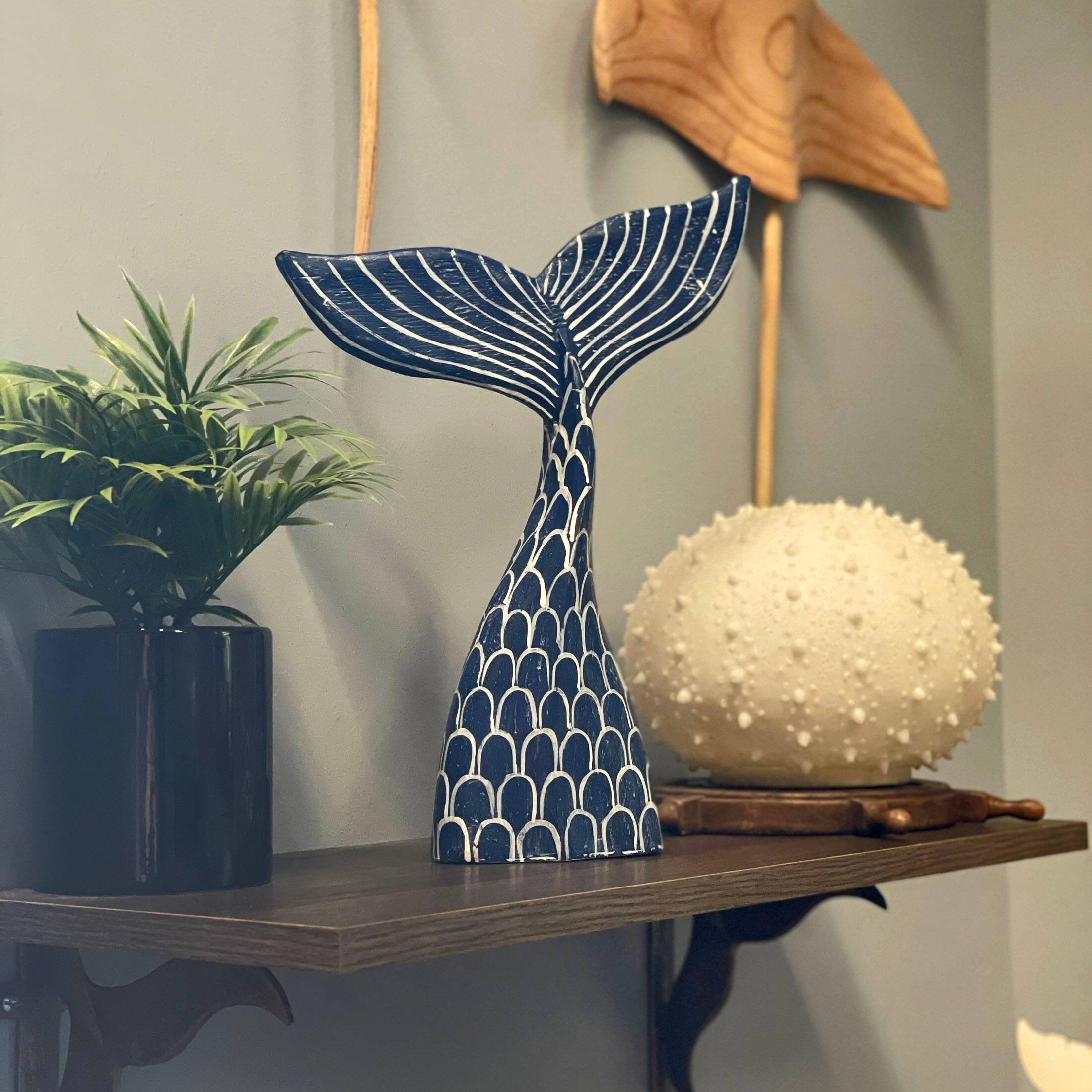 Alt View 4. Things2Die4 - Navy Blue Wood Mermaid Tail Sculpture 13.75" Nautical Coastal Decor Art - Navy.
