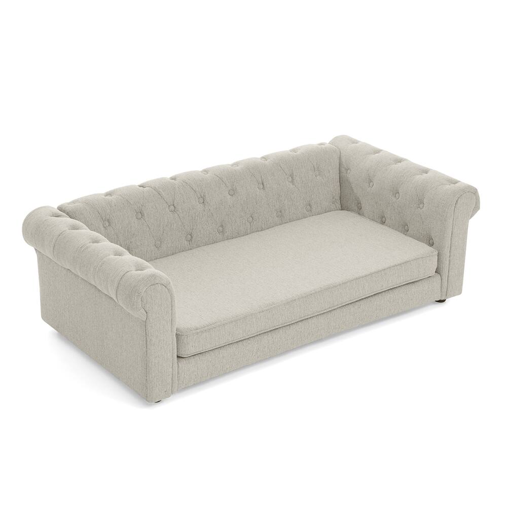 Alt View 1. AOSTIRMOTOR - Beige Rectangular Oversized Soft Linen Fabric Elevated Durable Dogs Pet Sofa Bed - Beige.