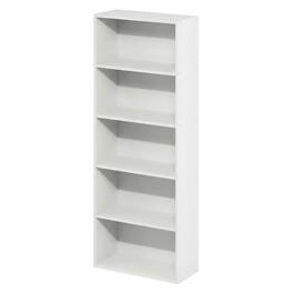 FurniFact - Wooden Bookcase with Adjustable Shelves for Living Room and Office - White