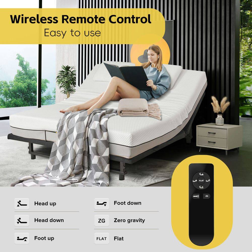 Wireless Remote Control  
Easy to use  

Head up  
Foot down  
Head down  
Zero gravity  
Foot up  
Flat