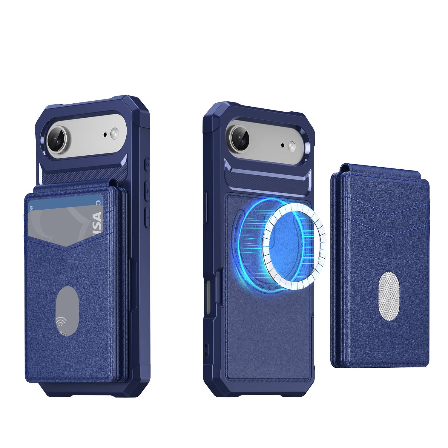 Angle. Dteck - For Apple iPhone Air 2-in-1 Magnetic Leather Flip Stand Wallet Case RFID Blocking Detachable Card Holder - Darkblue.