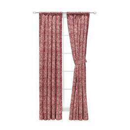 Ellis Curtain - Ellis Segovia Printed Paisley Pattern on Ground 1.5" Rod Pocket High Quality Tailored Tiers 50"x36" - Red