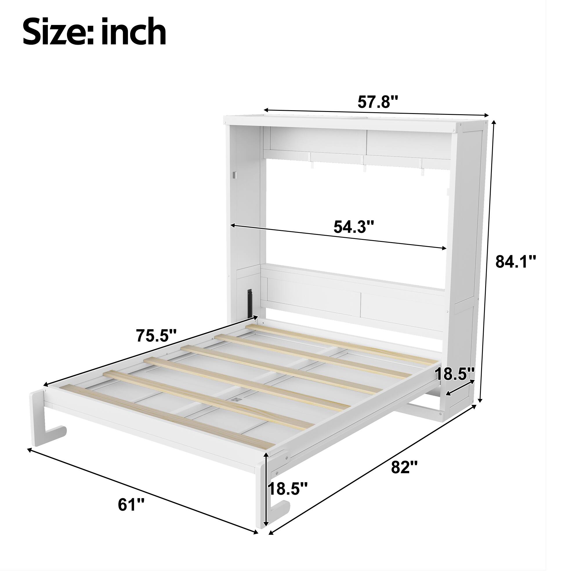 Size: inch  
57.8" 54.3" 84.1" 75.5" 18.5" 61" 18.5" 82"