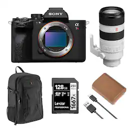 Bundle - Sony - Alpha a7R V Mirrorless Camera with FE 70-200mm f/2.8 GM OSS II G Lens, with Backpack, NP-FZ100 Battery,