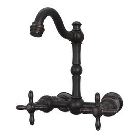6 inch Solid Brass Wall Mount Bathroom Faucet with 2 Cross Handles in Oil Rubbed Bronze