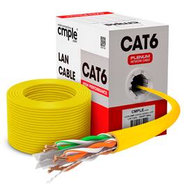 Cmple.com - Cmple - Cat6 Plenum Ethernet Cable 1000ft, 550MHz 10Gbps 23AWG UTP CMP Network Cat 6 Cable Bulk - Yellow