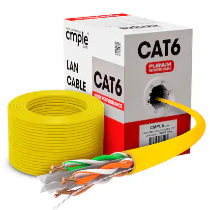CAT6 LAN Cable
High Performance
CMP 23AWG 550MHz UTP
Plenum Network Cable
1000FT Yellow
CMPL.com