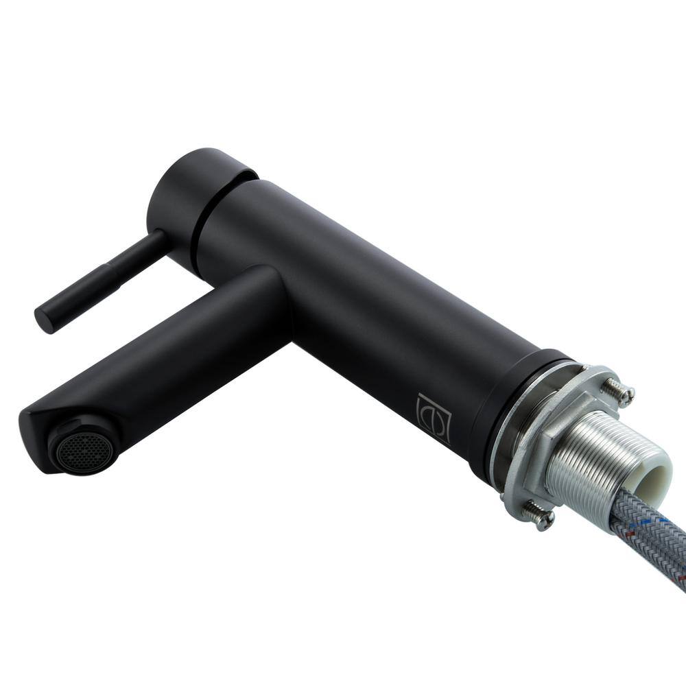 Alt View 2. Elegant Kitchen and Bath - Mia Single Hole Single Handle Bathroom Faucet in Matte Black - Matte Black.