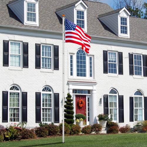 Alt View 5. Winado - 20FT Telescopic Aluminum Flag Pole Kit with 3x5 Flag, Golden Ball Flagpole Topper for Outdoor Yard Garden Residential - Sliver.
