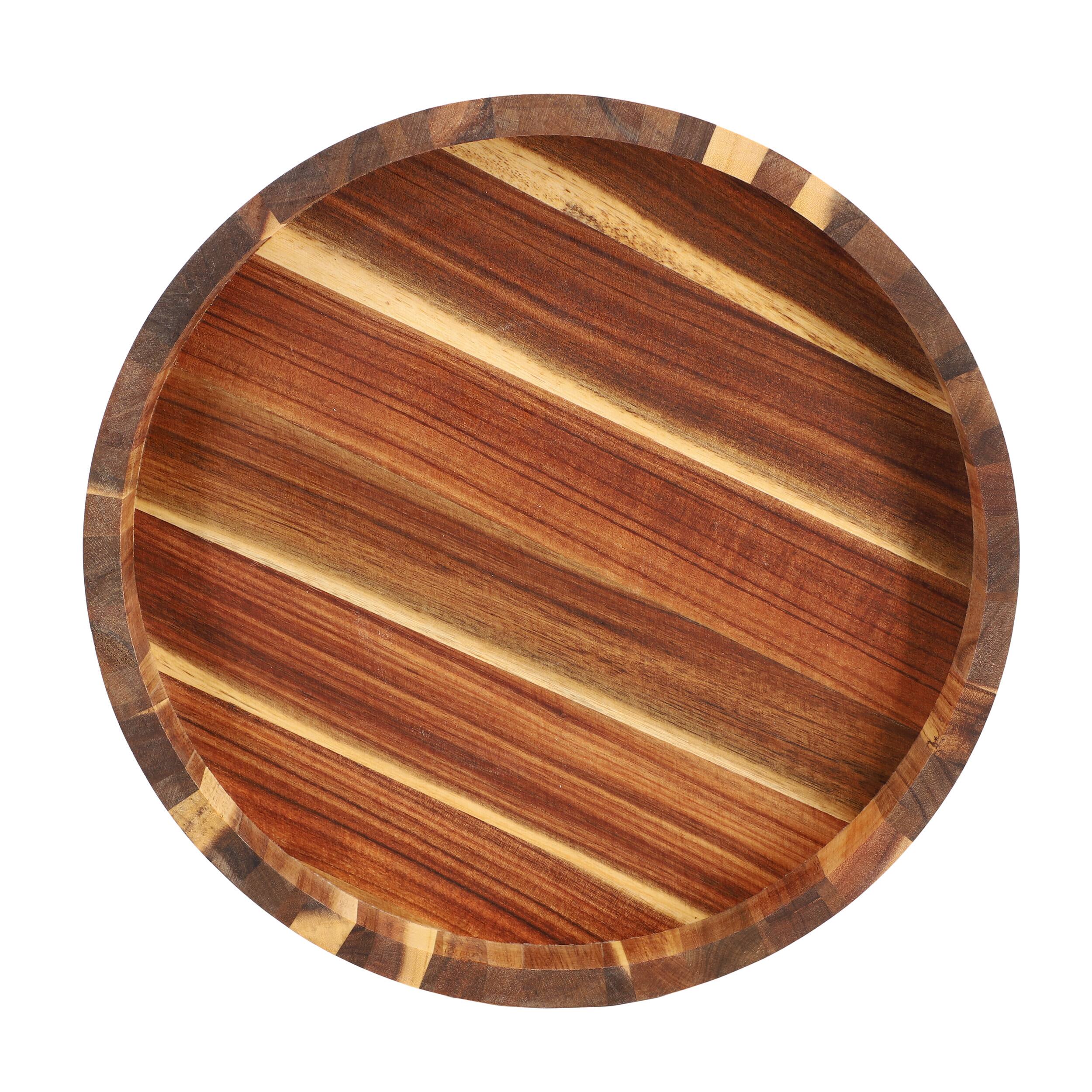 Left. MegaChef - MegaChef 13 Inch Acacia Wood Lazy Susan Tray - Brown.
