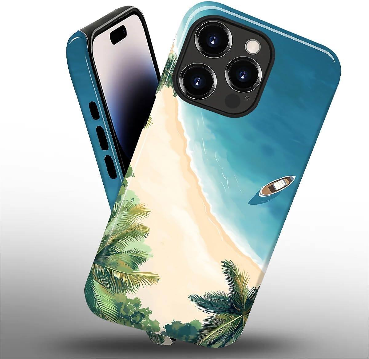 Alt View 2. Wikistore - Case for iPhone 14 Pro - Hybrid 2-Layer Durable Smartphone Protection Case - Summer Beach.