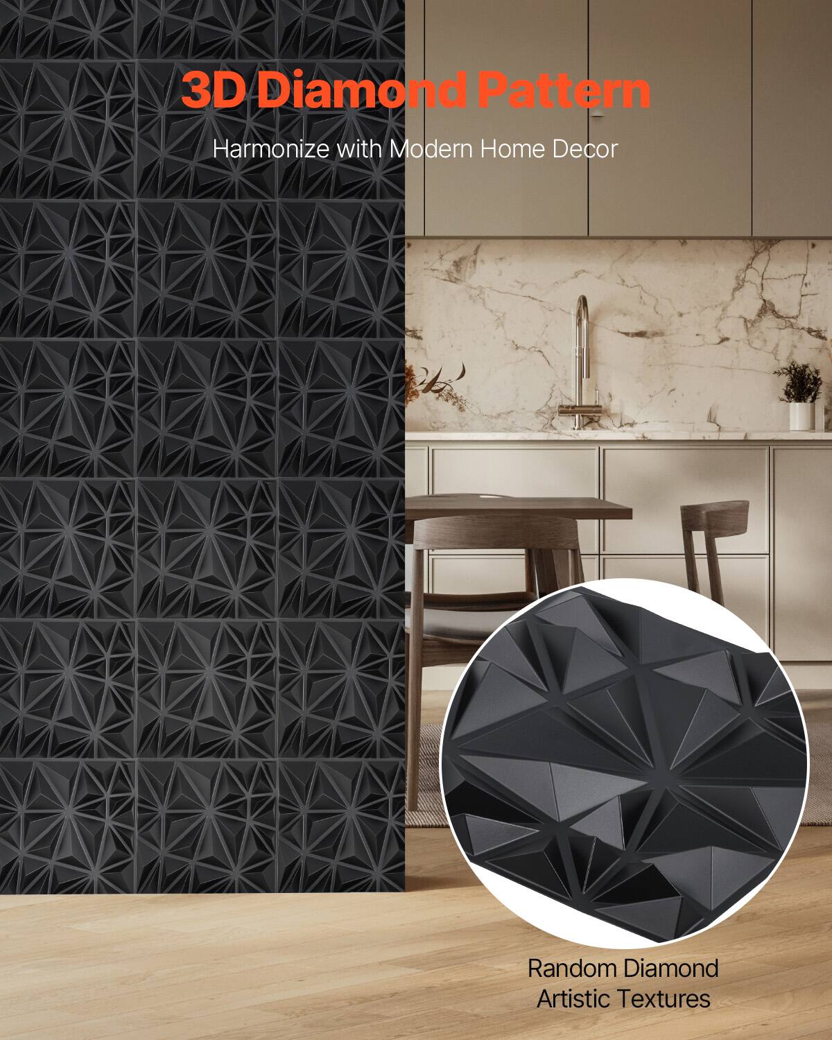 3D Diamond Pattern  
Harmonize with Modern Home Decor  

Random Diamond Artistic Textures